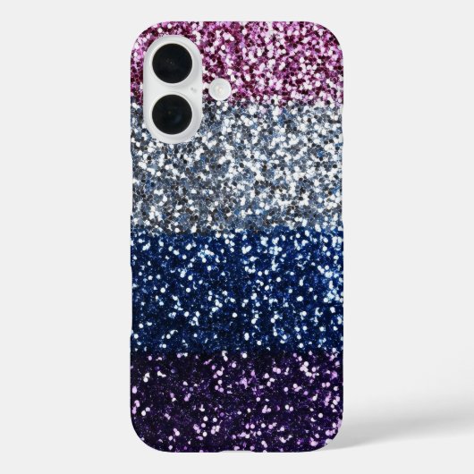 Glitzer Ombre Lila Blue Case-Mate iPhone Hülle (Rückseite)