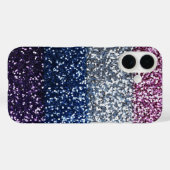 Glitzer Ombre Lila Blue Case-Mate iPhone Hülle (Rückseite (Horizontal))