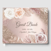 Glitzer Ombre Rose Gold Boho Blume Hochzeit Gästebuch (Vorderseite)