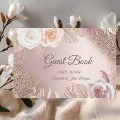 Glitzer Ombre Rose Gold Boho Blume Hochzeit Gästebuch