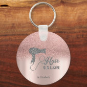 Glitzer Ombre Rose Goldene Herzen, Haartrockner Schlüsselanhänger (Vorderseite)