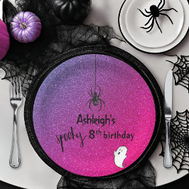 Glitzer Ombre Spider Ghost Glam Halloween Pappteller