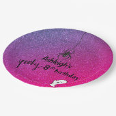 Glitzer Ombre Spider Ghost Glam Halloween Pappteller (Schrägansicht)