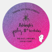 Glitzer Ombre Spider Ghost Halloween Glam Gefallen Runder Aufkleber (Vorderseite)