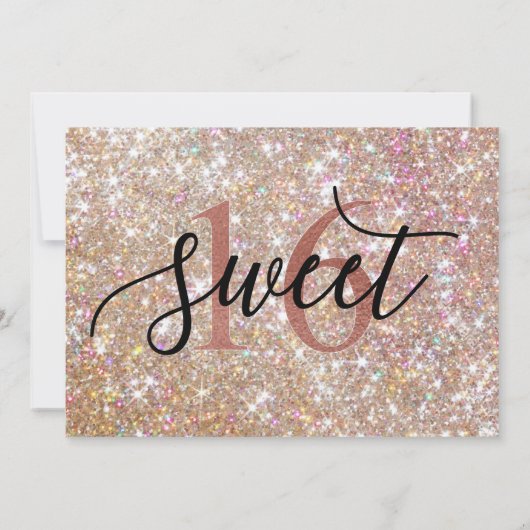 Glitzer Ombre Sweet 16 Geburtstag Dankeskarte (Rückseite)
