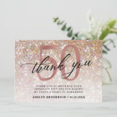 Glitzer Ombre Sweet 50. Geburtstag Dankeskarte (Stehend Vorderseite)