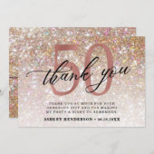 Glitzer Ombre Sweet 50. Geburtstag Dankeskarte (Vorne/Hinten)