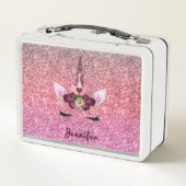 Glitzer Ombre Unicorn Sparkasse Niedlich Metall Brotdose (Rückseite)