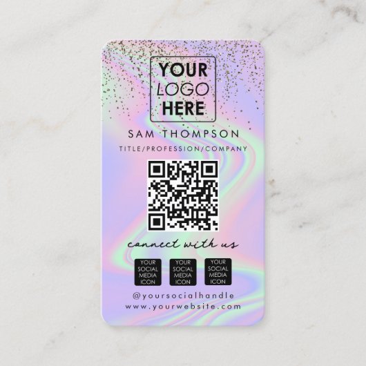 Glitzer Opal Connect mit dem QR-Code der US Social Visitenkarte (Vorderseite)