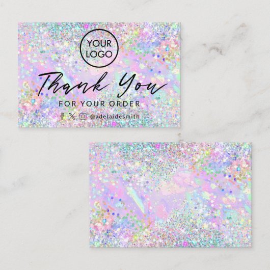 Glitzer opal Hintergrund Dankeschön Karte (Vorne/Hinten)