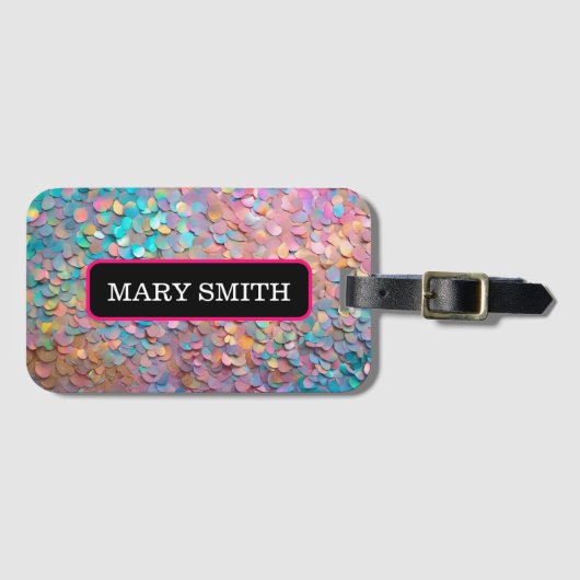 Glitzer Opal Holographic Modern Collection Gepäckanhänger (Vorderseite (Horizontal))