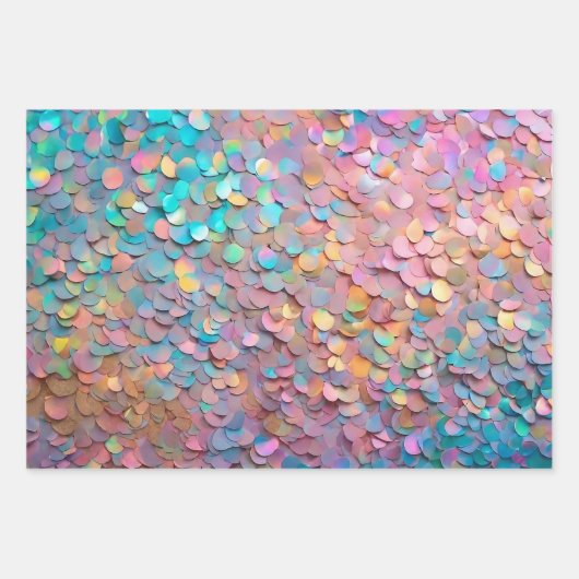 Glitzer Opal Holographic Modern Collection Geschenkpapier Set (Vorderseite 2)