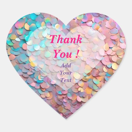 Glitzer Opal Holographic Modern Collection Herz-Aufkleber (Vorderseite)