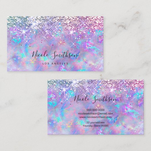 Glitzer Opal lila Visitenkarte (Vorne/Hinten)