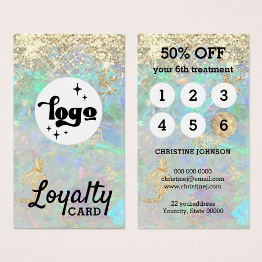 Glitzer Opal Loyalty Card (Vorne & Hinten)