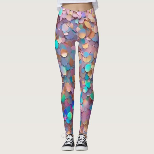 Glitzer Opal Moderne Holographische Sammlung Leggings (Vorderseite)