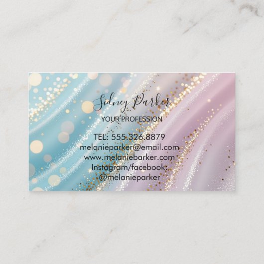 Glitzer opal rosa Hintergrund Visitenkarte (Rückseite)