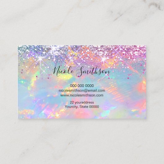 Glitzer Opal-Textur-Visitenkarte Visitenkarte (Rückseite)