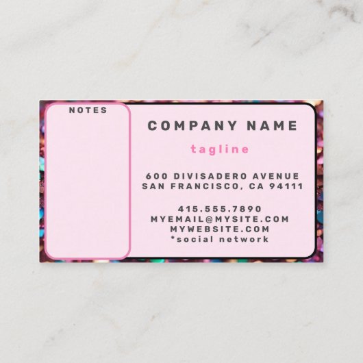 Glitzer Opal Trendy Holographic Collection Visitenkarte (Rückseite)