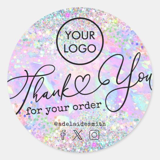 Glitzer opal vielen Dank für Ihre Bestellung Runder Aufkleber (Vorderseite)