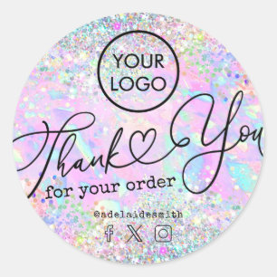Glitzer opal vielen Dank für Ihre Bestellung Runder Aufkleber