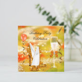 Glitzer Orange Geburtstagsparty 3 Einladung (Stehend Vorderseite)