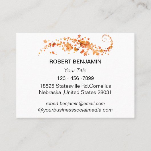 Glitzer Orange Maple Leaf  Visitenkarte (Rückseite)