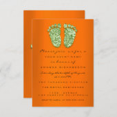 Glitzer Orange Mint Green Baby Dusche Feet Einladung (Vorne/Hinten)