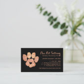 Glitzer Orange Pet Sitter Grooming Paw Visitenkarte (Stehend Vorderseite)