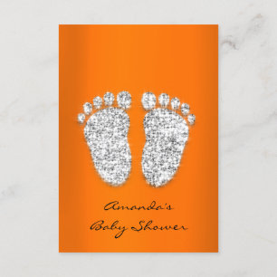 Glitzer Orange Silver Baby Boy Dusche Feet Einladung