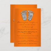 Glitzer Orange Silver Baby Boy Girl Duschfeffer Einladung (Vorne/Hinten)