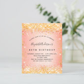 Glitzer Orangengoldeinladung (Stehend Vorderseite)