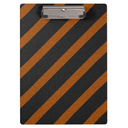Glitzer Orangle & Black Stripes Klemmbrett (Vorderseite)