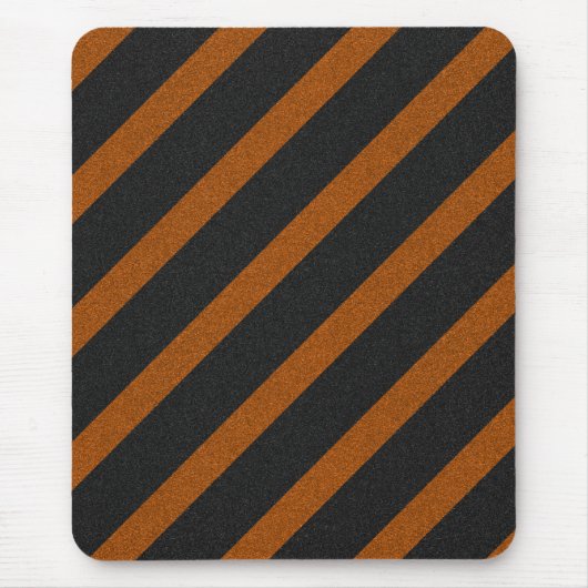 Glitzer Orangle & Black Stripes Mousepad (Vorne)