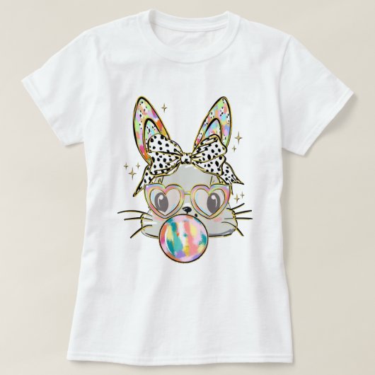 Glitzer Osterbunny Coquette Bow T-Shirt (Design vorne)