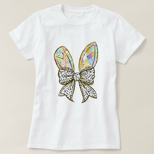 Glitzer Ostersonnige Ohren mit Coquette Bow T-Shirt (Design vorne)
