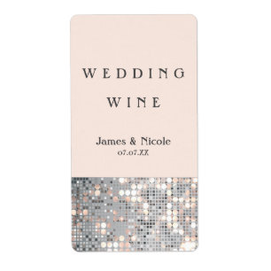 Glitzer Pailletten Glam Hochzeit Wein Etiketten