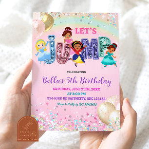 Glitzer Pailletten Sprung Prinzessin Kostüm Party Einladung