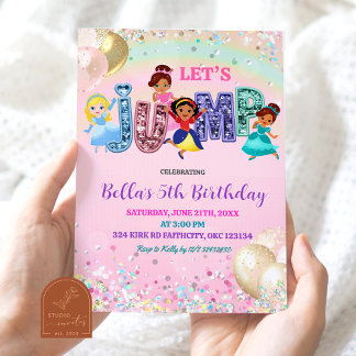 Glitzer Pailletten Sprung Prinzessin Kostüm Party Einladung