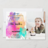 Glitzer Paint Birthday Einladung mit Foto (Vorderseite)