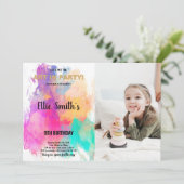 Glitzer Paint Birthday Einladung mit Foto (Stehend Vorderseite)