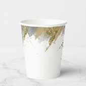 Glitzer & Paint Strokes Wedding Dank Gold ID626 Pappbecher (Rechts)