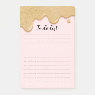 Glitzer Paint-Tropfen zum Ausführen einer Liste Post-it Klebezettel