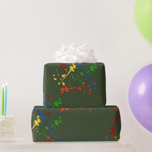 Glitzer Paintball Party Paint Spritzer Geschenkpapier (Partygeschenke)