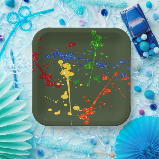 Glitzer Paintball Party Paint Spritzer Pappteller (Party)