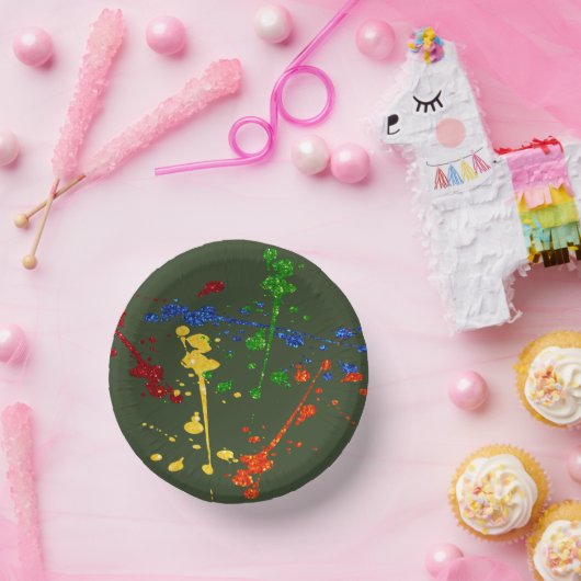 Glitzer Paintball Party Paint Spritzer Pappteller (Party)