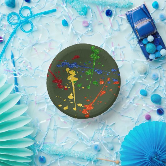 Glitzer Paintball Party Paint Spritzer Pappteller (Party)