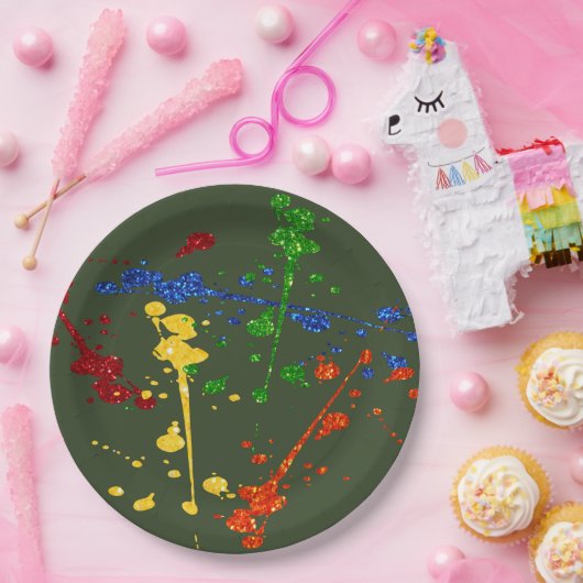 Glitzer Paintball Party Paint Spritzer Pappteller (Party)