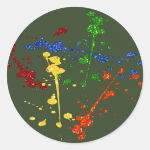 Glitzer Paintball Party Paint Spritzer Runder Aufkleber