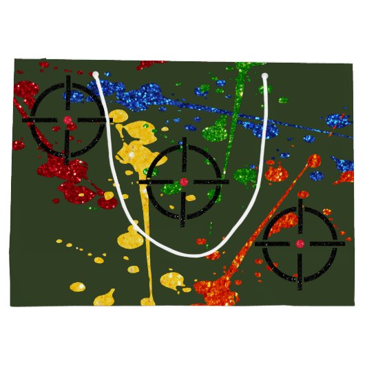 Glitzer Paintball Party Ziele Große Geschenktüte (Rückseite)